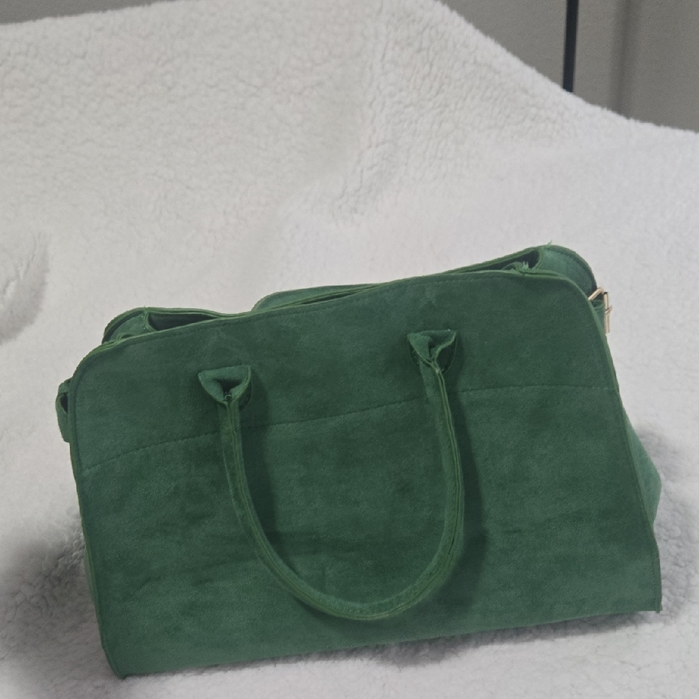 Elegant Green Suede Tote Bag